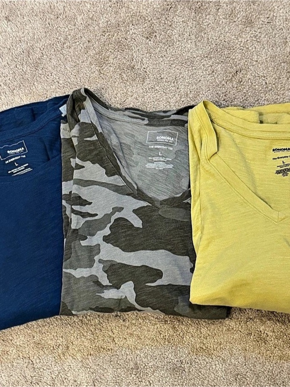 Sonoma The Everyday Tee 3-Piece Long Sleeve Tees Large